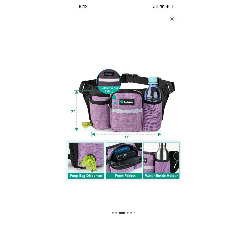 PetAmi Premium Hands Free Dog Leash For Up To 2 Dogs Adjustable Waist Belt Fanny